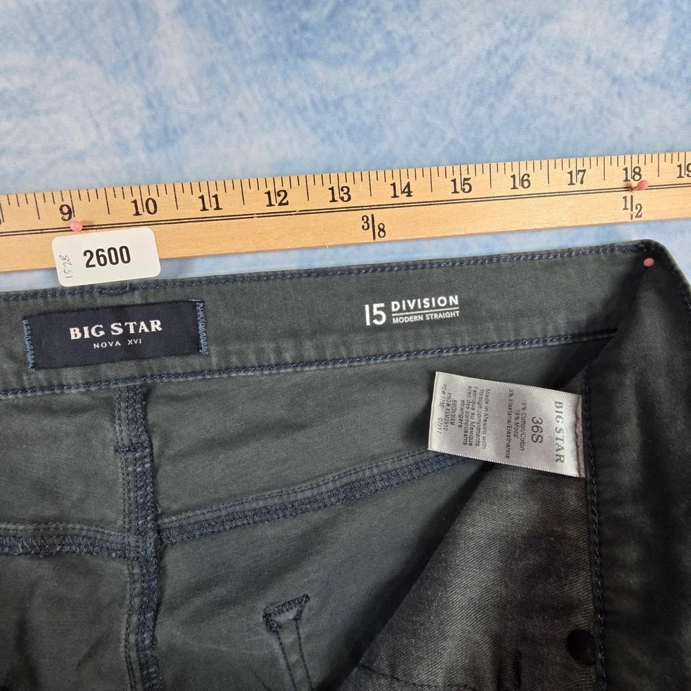 Big Star Division 15 Modern Straight‎ Pants Mens 36S Charcoal Gray Nova XVI
